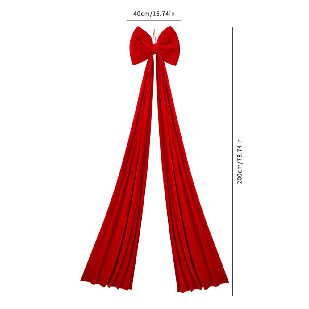 Christmas Plush Bow Decoration For Christmas Trees 15.74*78.74 Inches Outdoor Decorations Large Christmas Tree Top Bow