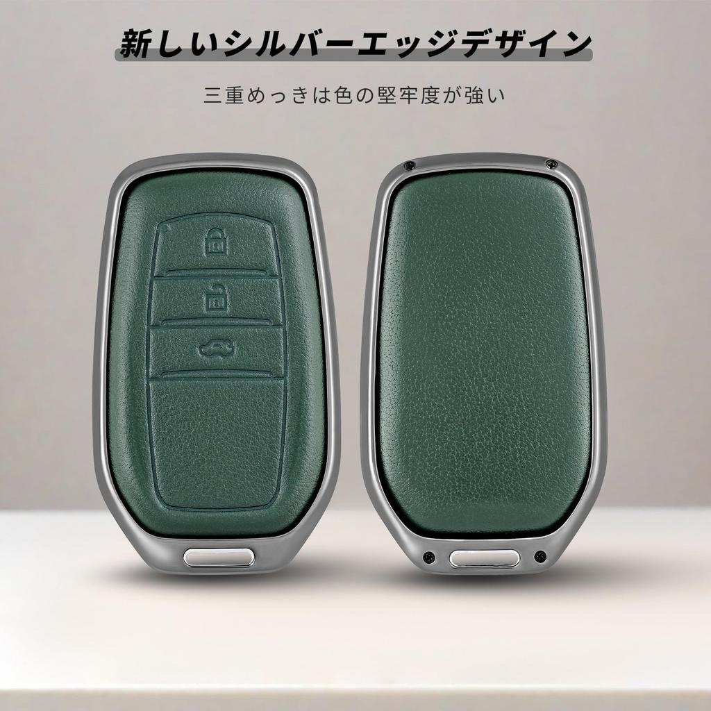 [OFFCURVE] Toyota Key Case, Zinc Alloy + Genuine Leather Material, 3 Buttons, Compatible with