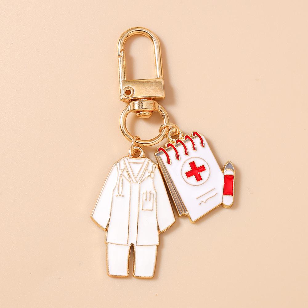 New Enamel Doctor's Gown keychain Ambulance Key Ring Pendants for Women Girls Handbag Decor DIY Key Chain Jewelry Gifts