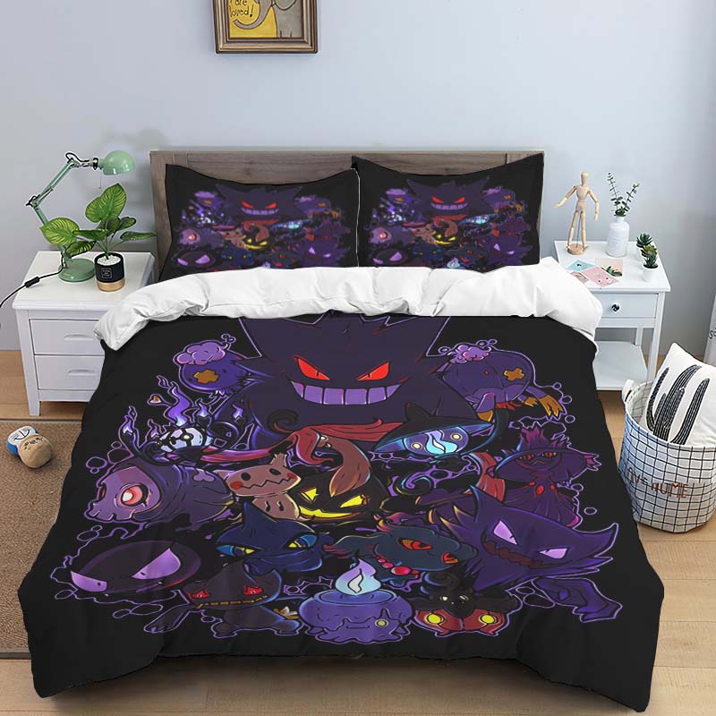 This adorable Gengar cartoon bedding set—including a duvet cover and pillowcases—is the perfect choice for decorating your bedro