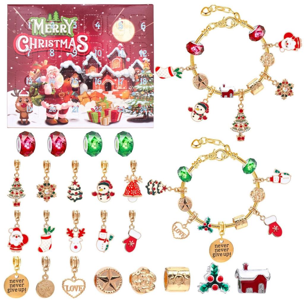 2025 Christmas Advent Calender Gift Box Creative DIY Snowman Santa Claus Bracelet Countdown Calendar Box for Girls New Year Gift