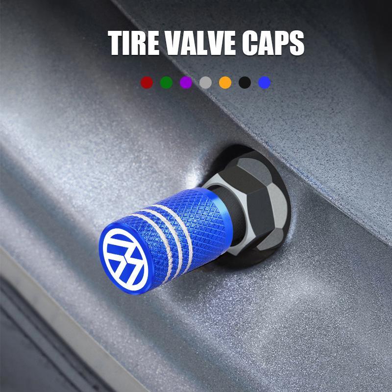 2026 Hot For Volkswagen 5Pcs Aluminum Car Wheel Valve Protection Cap Tyre Dust Cover VW Volkswagen Jetta Polo Touran Golf Passat ET1