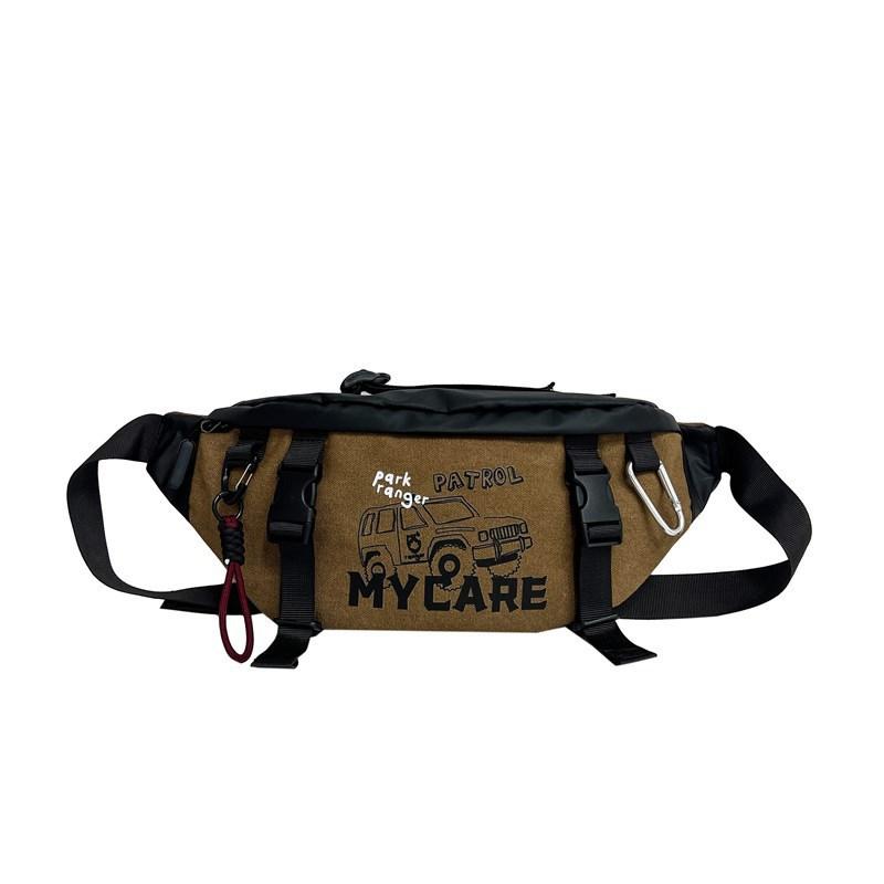 Men's Outdoor Travel Chest Bag Multi-functional Tooling Style Sports Cycling Crossbody Bag Large-capacity Multi-pocket Buckle Portable Chest Bag