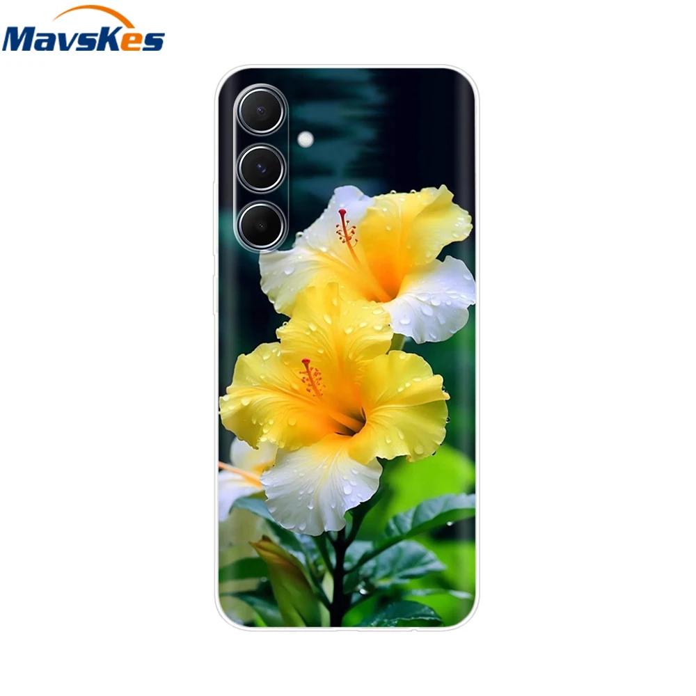 For Samsung Galaxy M35 M55 Case Cute Flower Soft Silicone Back Cover for Coque Samsung M 55 M 35 5G Phone Cover Fundas Shells