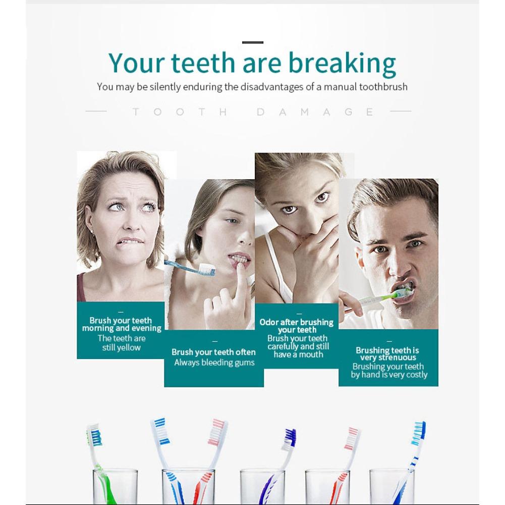 Мощная ультразвуковая электрическая зубная щетка для взрослых с 6 передачами — фото 10