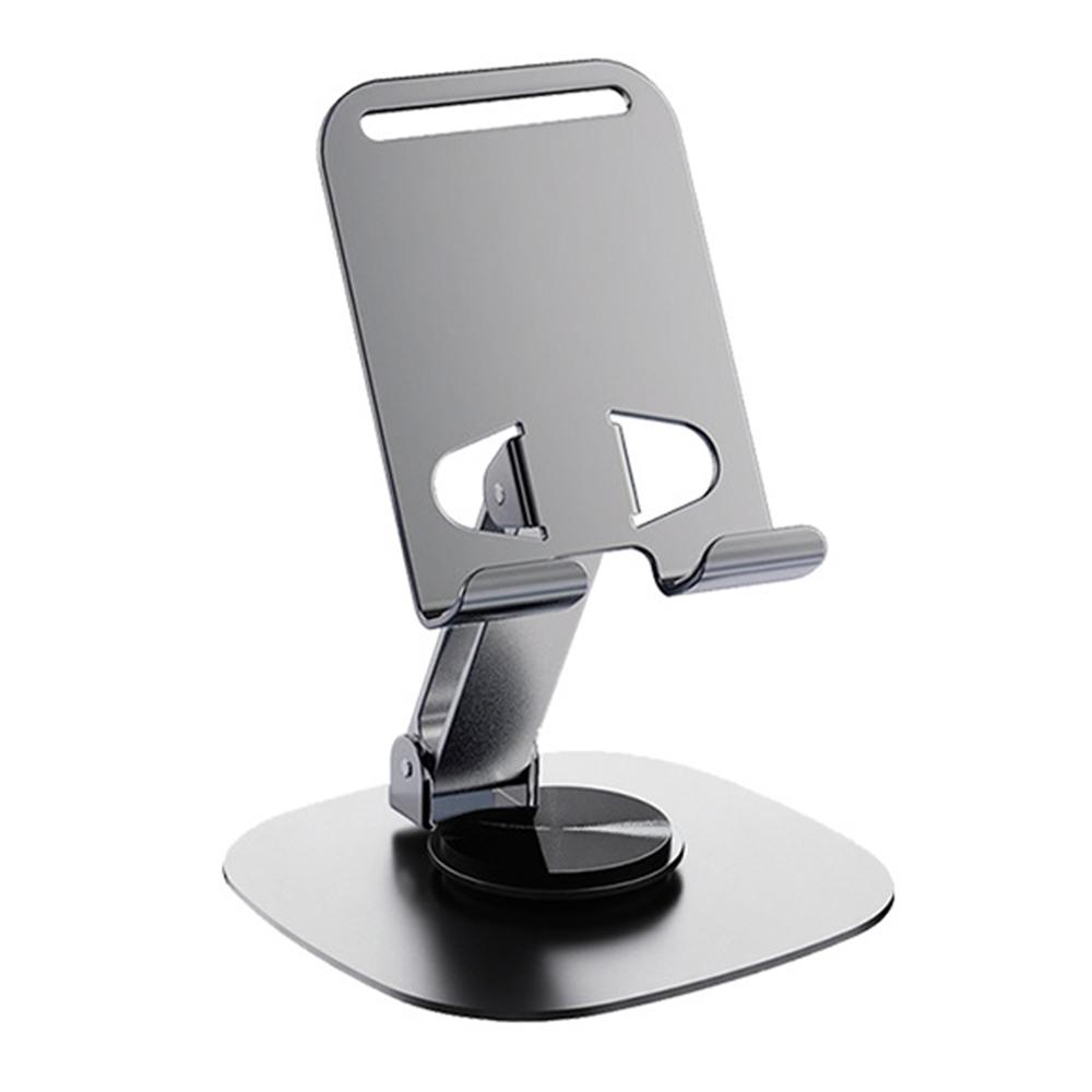 

Portable Folding Phone Holder Desktop Stand Carbon Steel 360 Degree Rotation Tablet Bracket Grey