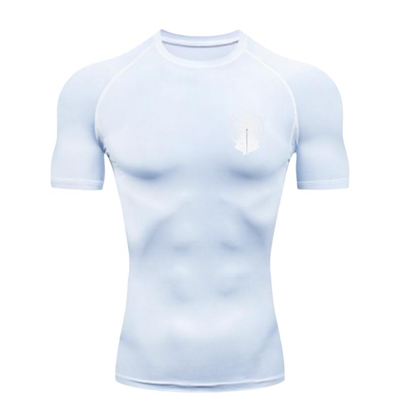 Men's Sports T Shirt Training Fitness Gym Jogging Running Workout Compression Shirt Black Knight Design