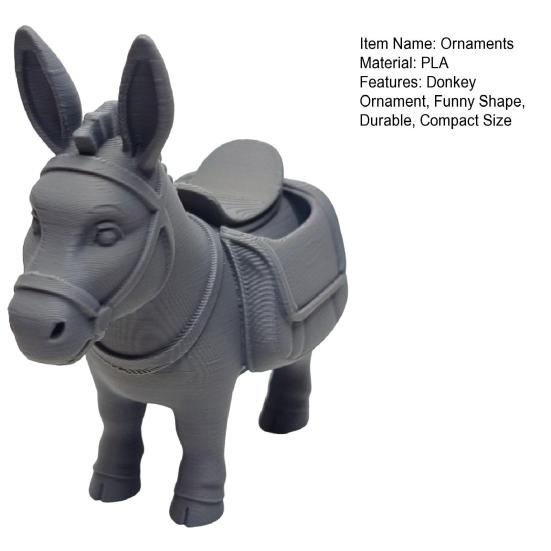 Yousheng Donkey Ornament, Planter And Desktop Storage Design, 3D Printed Matte Texture Statue, for Small Items Garden Accessories