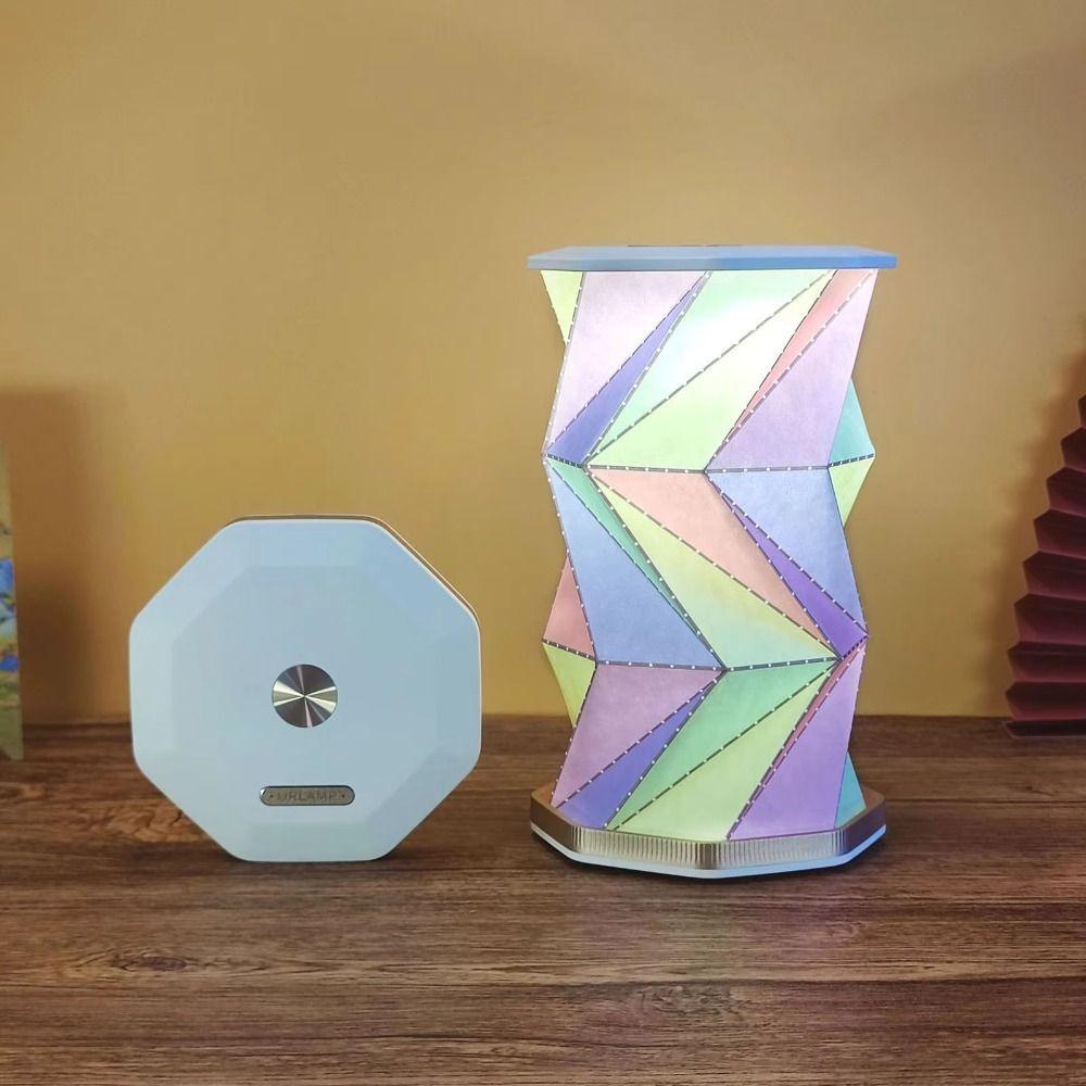 Creative Foldable Paper Latern LED Mini Rotating Light Birthday Gift Dimmable Table Lamp Home