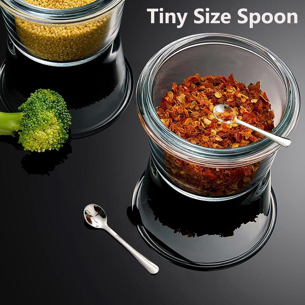 5PCS Compact Tiny Spoons 304 Stainless Steel Seasoning Spoon Pretty Condiment Spoons Kitchen Use