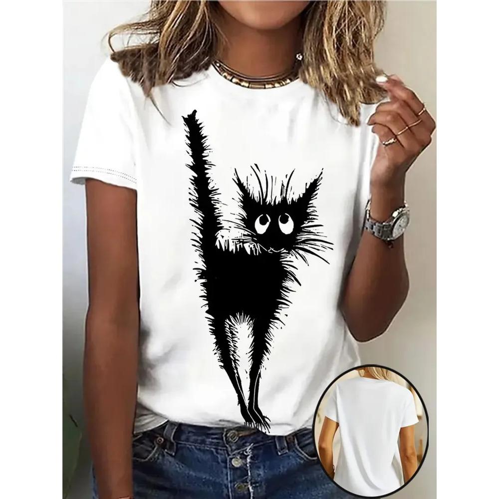 Women's Fashionable Breathable Fun Animals 3d T-shirt Comfortable Soft Breathable Loose Slightly Elastic Summer Plus Size T-shirt