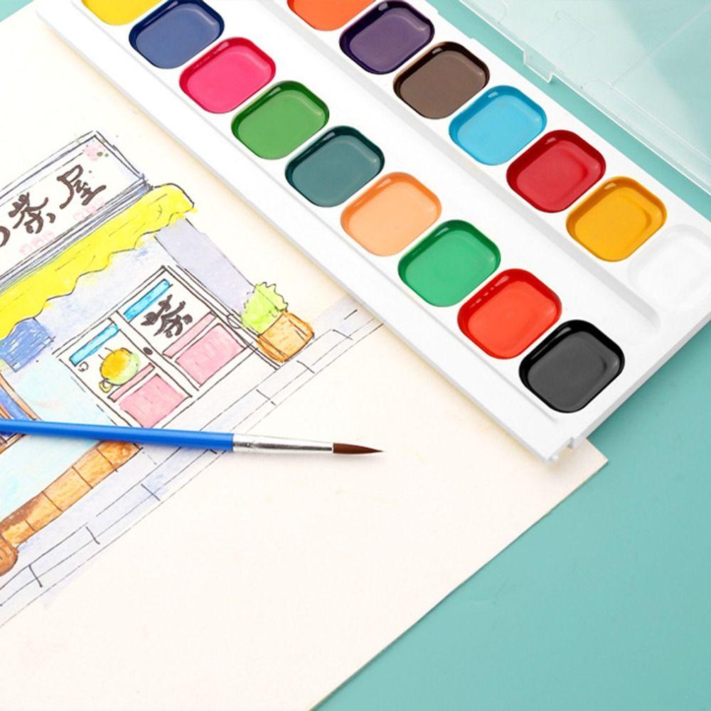 12/14/18 Kolorowy Dziecięcy Zestaw Akwareli do Malowania Stałe Farby Wodne Akcesoria Biurowe