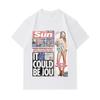 Men's 100% Cotton Crew Neck Short Sleeve T-shirt, Funny Tabloid Newspaper Print Casual Comfy Tee, Unique Fashion Daily Wear Top for Men