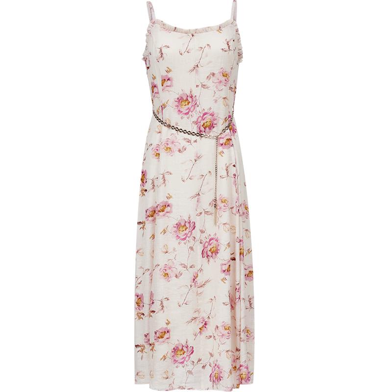 Only Women's 2025 Summer Romantic Floral Print Chain Belt Strappy Midi Dress