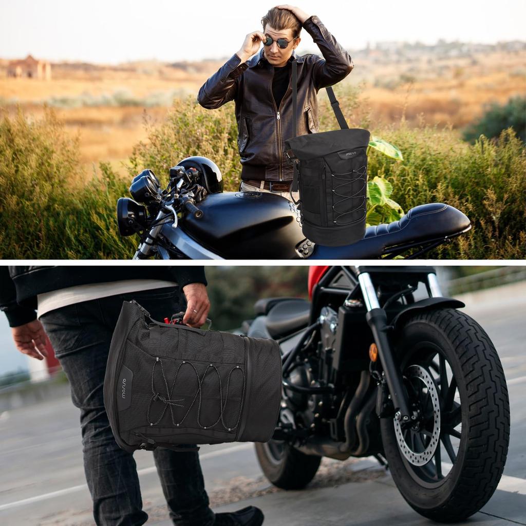 MOSISO Motorcycle Sissy Bar Backrest Travel Luggage Large Capacity Motorcycle Duffel Bag Expandable Gear Tail Bag with Rain Cover and Shoulder Strap