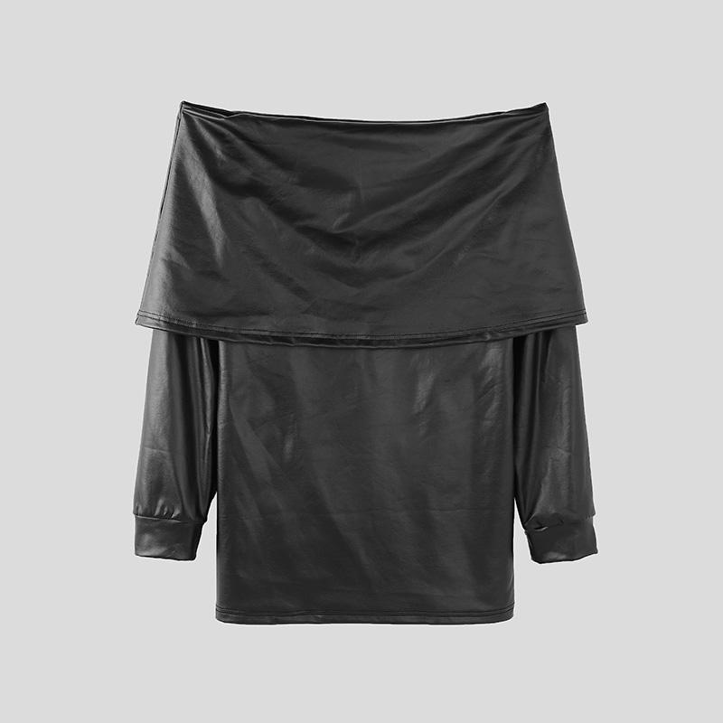 

INCERUN Мужские гладкие блестящие топы с открытыми плечами и длинными рукавами, футболки для вечеринок 2XL чёрный