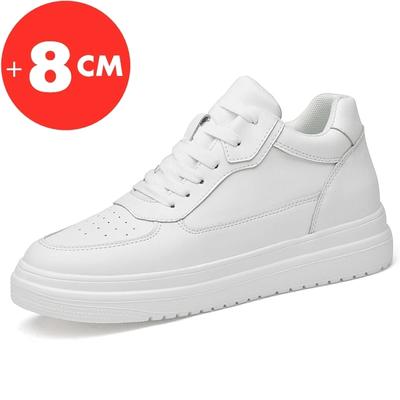 Lift Sneakers Herrenschuhe mit Erhöhung der Höhe, Einlegesohle 8 cm, Weiß/Schwarz, größere Schuhe für Herren, Freizeit, Mode, Sport, Übergröße 36–44