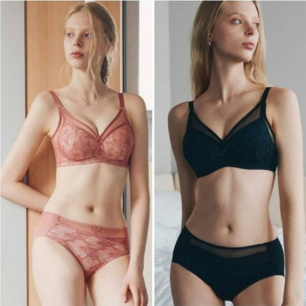 Venus Lightweight Comfortable No Wire Bra Hem Panty Set  opt3217hSet 