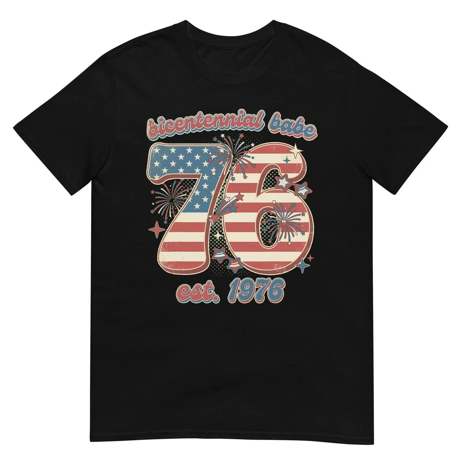 Vintage 1976 Bicentennial 50th Birthday Women Graphic Tee M