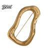 Placket Pin Brooch with Safety Pin Abstract Irregular Metal Outline