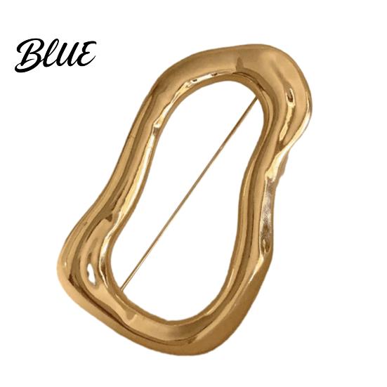 Placket Pin Brooch with Safety Pin Abstract Irregular Metal Outline