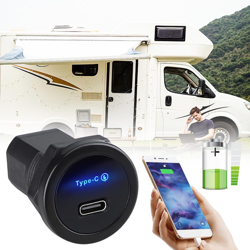 PD 30 W RV TypeOutlet Adapter 12V/24V Car Quick Charge Power Socket Type C Outlet for Car Boat Marine ATV Bus Truck Golf Cart