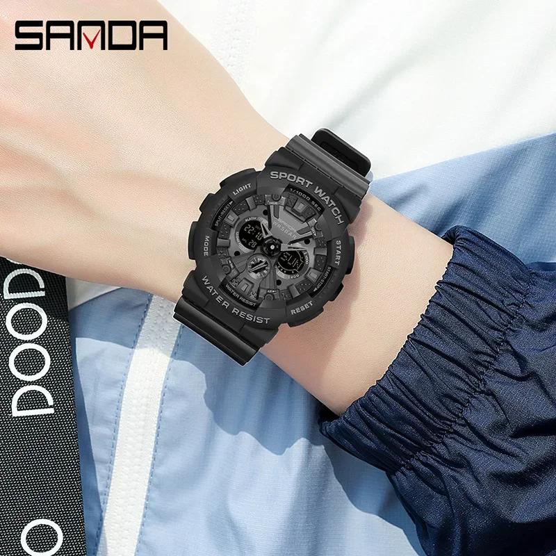 SANDA 6068 Watch ZSK FEMALE ELECTRONIC WATCH Middle School Student Sports Personality Trend Double Watch Temperament