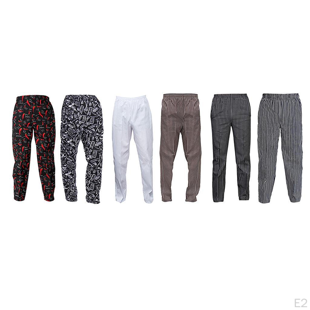 Chef Baggy Pants for Men / Women Cooking with Pockets and Elastic Waist, 6 Patterns Sizes Optional