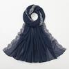 Embroidered Lace Women Long Shawls Solid Colors Summer Wraps Headscarf Hijab Cover  Female Shawl