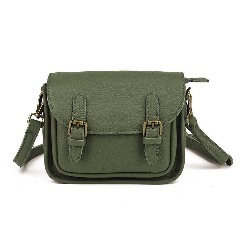 

OEM messenger bag retro shoulder messenger Cambridge bag neutral leather small square bag factory зелений