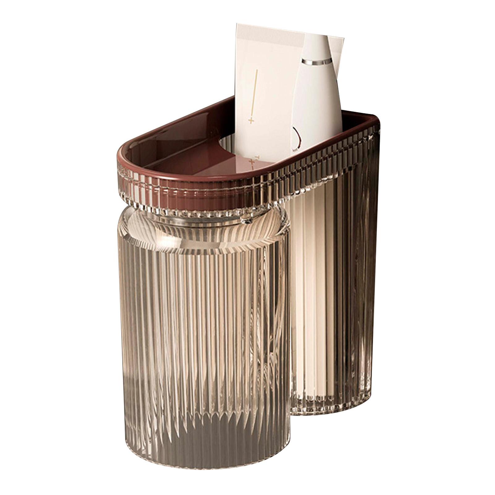 

Настенный держатель для зубных щеток, экономящий место, многофункциональная подставка-стакан для зубной пасты для ванной комнаты, черный коричневый