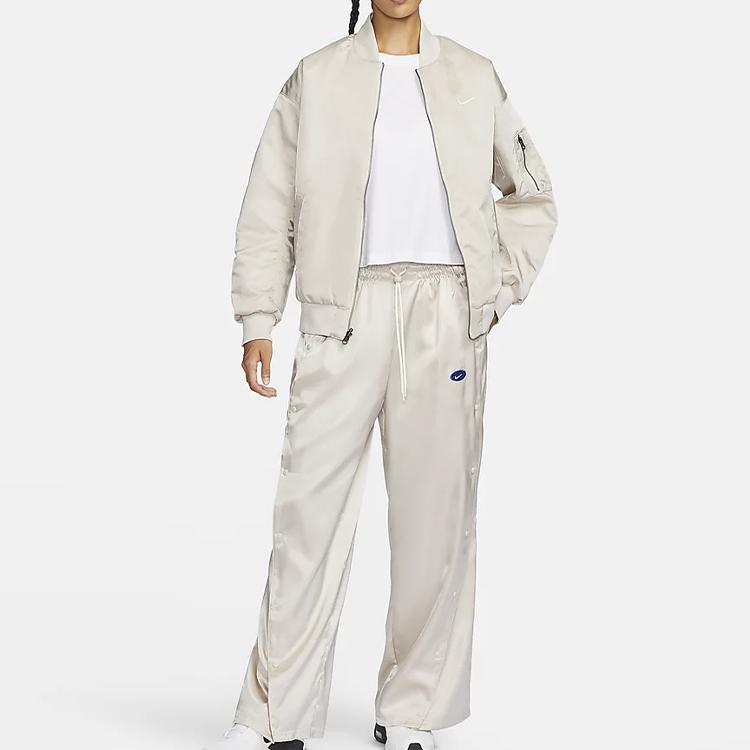 Nike Sportswear Solid Reversible Design Stand Collar Zip Jacket Women Jackets Sail-White DV7877-104