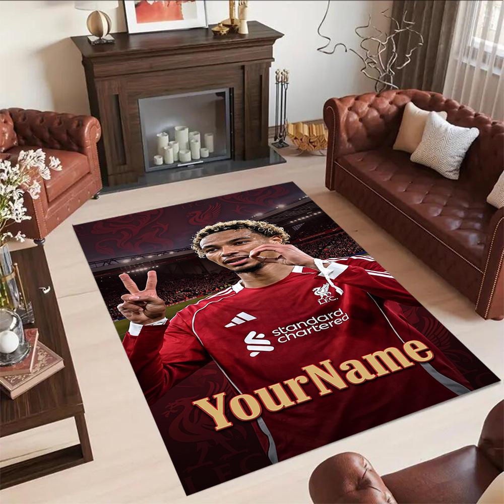 Liverpool Personalized Name Floor Rug Office Rug Perfect for Bedrooms Balcony Outdoor Game Room Antislip Carpet Anime Office Decor Wedding Party Gift