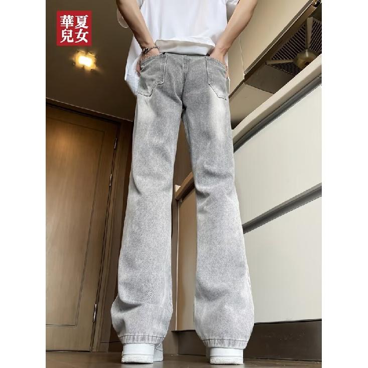 American Washed Denim Jeans Men'S Autumn New Loose Straight Leg Mop Pants High Street Wide Leg Casual Denim Pants