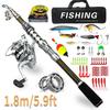 Portable Telescopic Fishing Rod & Reel Set with Soft Bait, Hook, and Line for Long Cast Sea Fishing