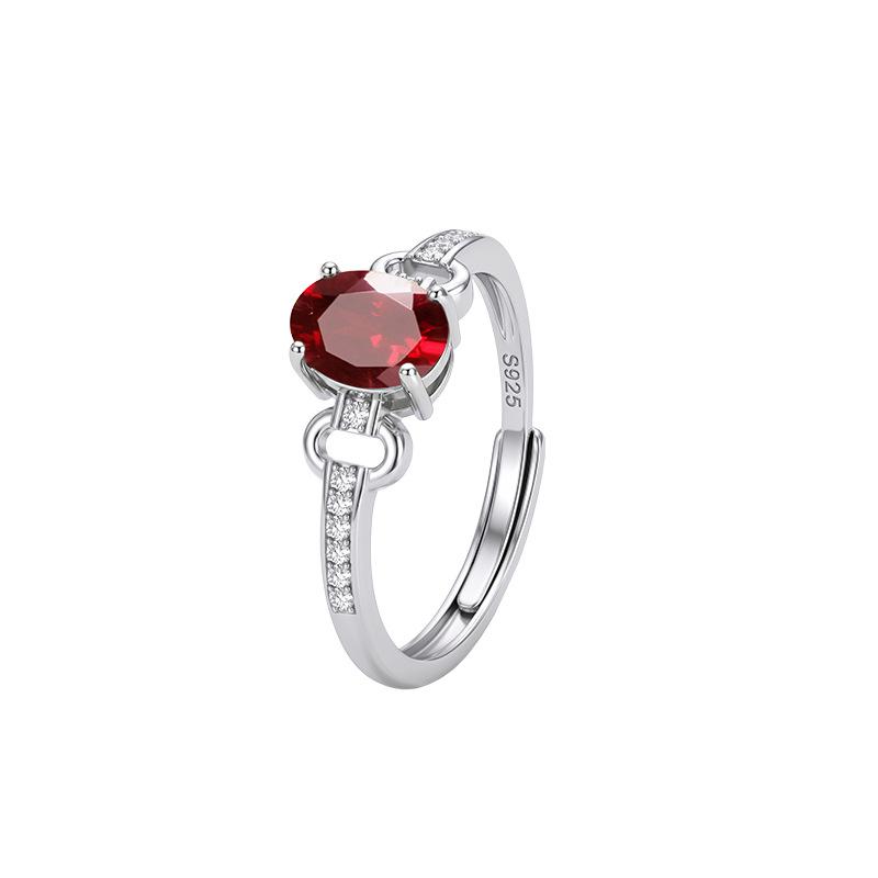 Color Treasure Ring S925 Sterling Silver Horse Buckle Design Natural Topaz Garnet Peridot Light Luxury Living Ring