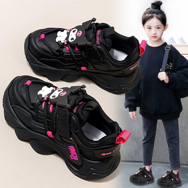 Dirt-resistant girls' shoes new autumn and winter black children's velvet warm sneakers girls' dad shoes two cotton shoes