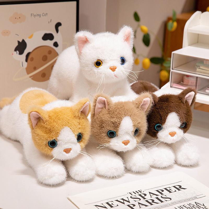 Cute Simulation Lying Down Kitten Doll Plush Toy Cat Doll Children Soothing Companion Doll