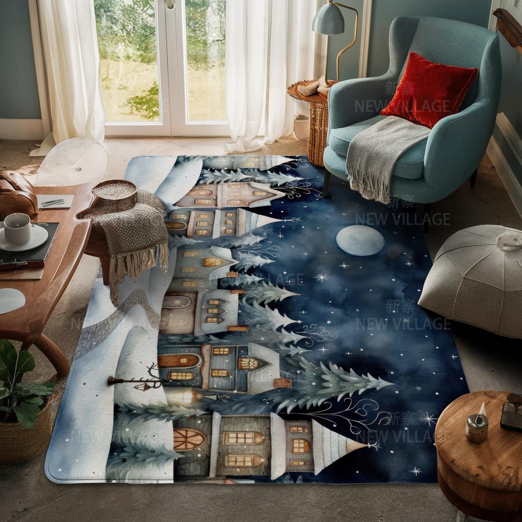 House Entrance Carpet Home Door Mat Living Room Bath Foot Bathroom Non-slip Water Absorption Rugs Bath Merry Christmas Winter