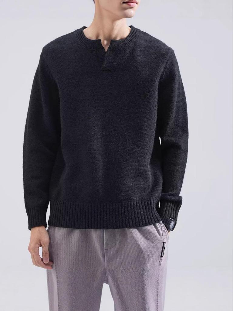 Autumn/Winter 2025 Men's Solid Color Round Neck Sweater - Soft, Youthful, Versatile Knitwear