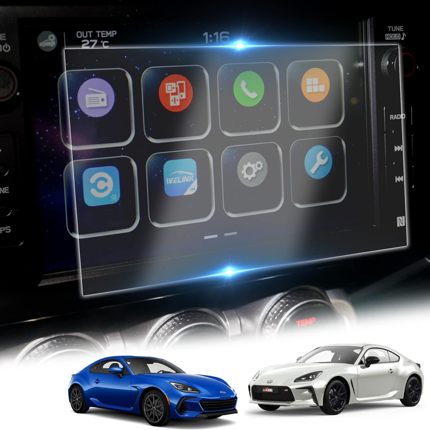 

KUNGKIC For Subaru BRZ toyota GR86 2021 2022 2023 2024 2025 HD Console Touchscreen Tempered Glass Screen Protector Protective Film Interior HD