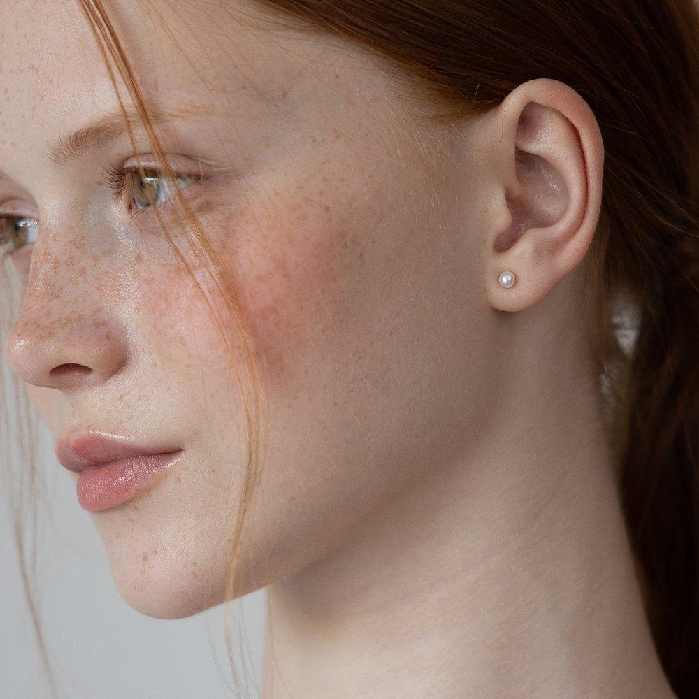 (925 Silver) Meringue Freshwater Pearl Stud Earrings Ec3240 Size 4