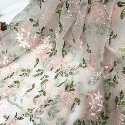 130x90cm Small Fresh Pink Flower Mesh Embroidered Lace Fabric For Children's Skirts, Women's Dresses, DIY Sewing Fabric TJ20432