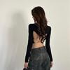 2025 Lace-Up Backless Slimming Long Sleeve Women's T-Shirt - Figure Flattering Autumn/Winter Design