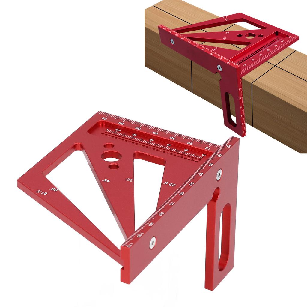 3D Multi Angle Measuring Ruler Woodworking Layout Tool 22.5‑90 Degree Protractor Aluminum Alloy