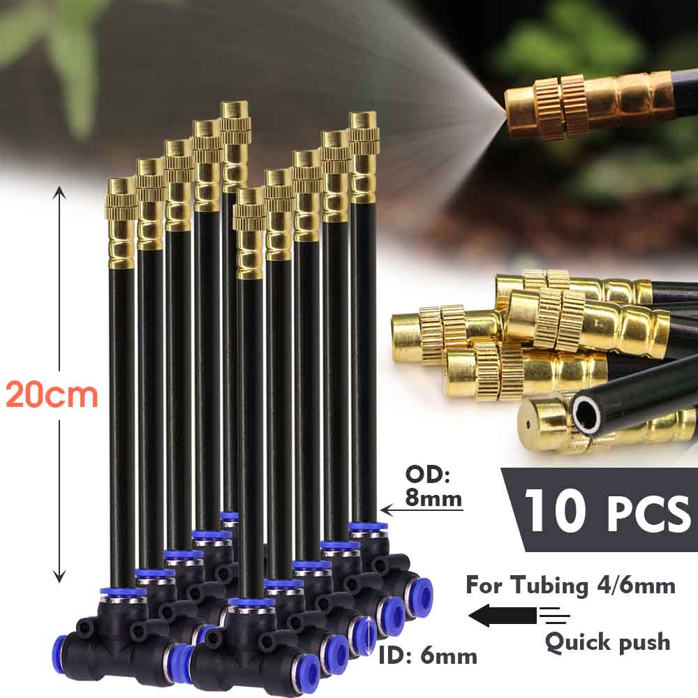 

30-5m 1/4 4/6mm Misting Cooling System 360° Free-bend Adjustable Nozzle Atomizer Sprayer for Outdoor Garden Irrigation Watering