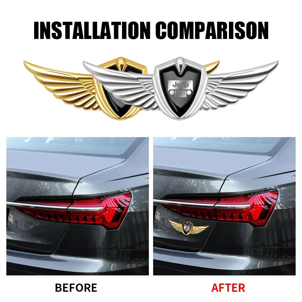 3D Metal Car Wings Emblem Sticker Logo Badge Decal for Jeep Renegade Wrangler JK Grand Cherokee Compass Patriot Auto Accessory