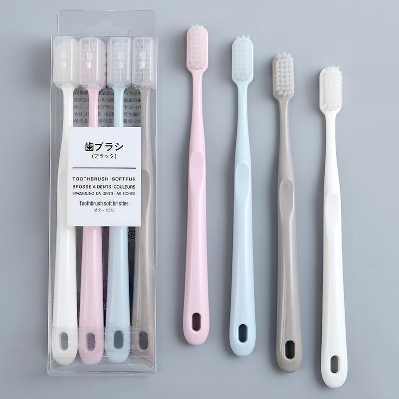 Macaron 4-Pack Adult Toothbrush Set - Small Head, Soft Ultra-Fine Bristles, Unisex, Morandi Colors