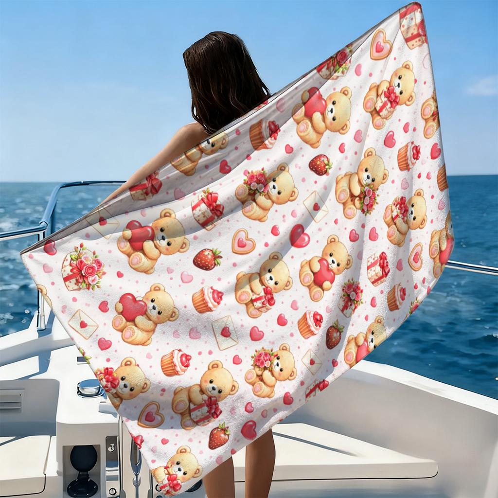 1pc Cute Teddy Bear Beach Towel Large Quick-drying Towel For Beach Pool Yoga Gym Relax at Home Towel Summer Gift for Friends