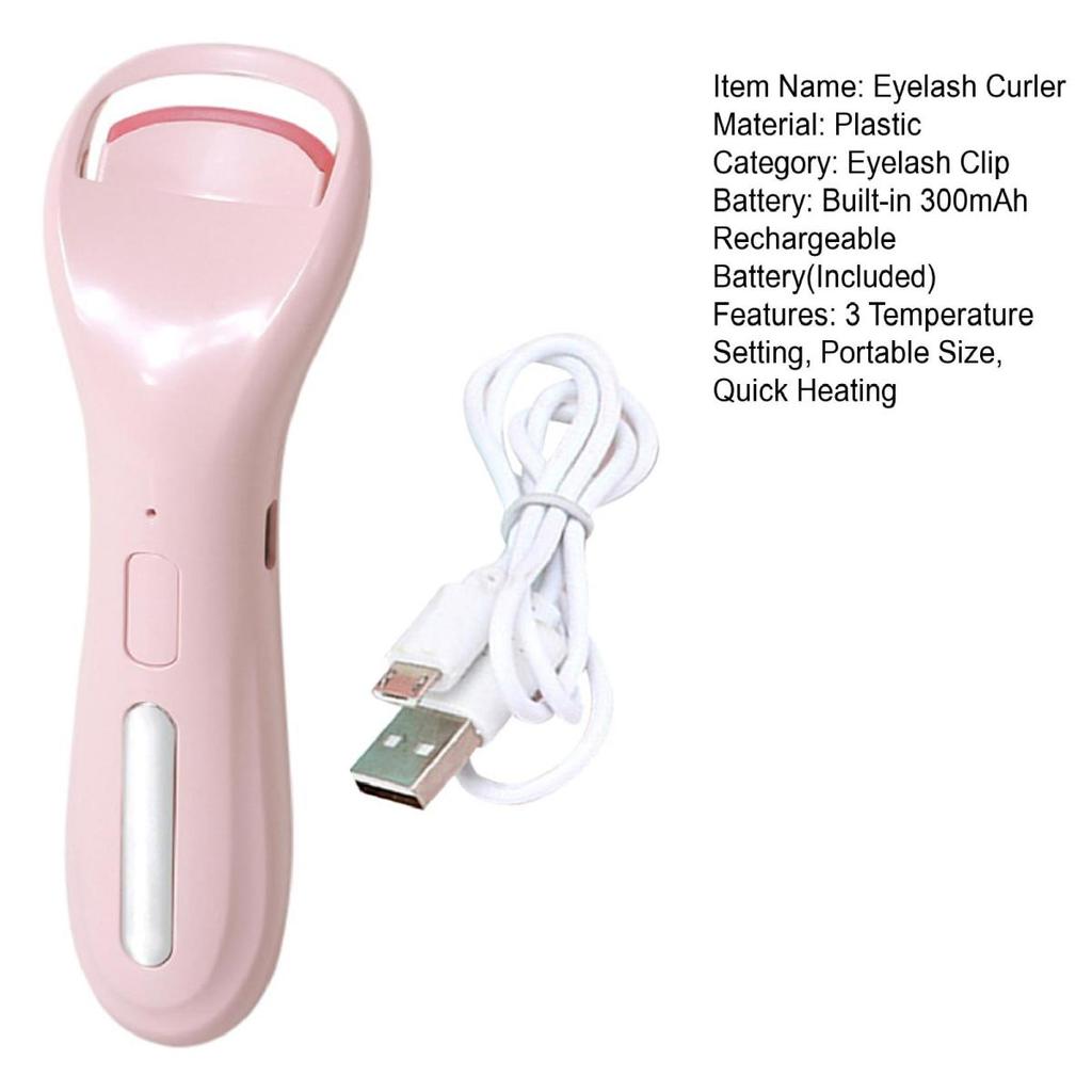 Electric Heated Eyelash Curler 3 Temperature Setting USB Rechargeable Portable Quick Heating Women Eye Lashes Curling Tools